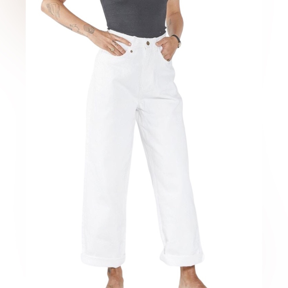 Thrills Womens High Rise Wide Leg Jeans in White